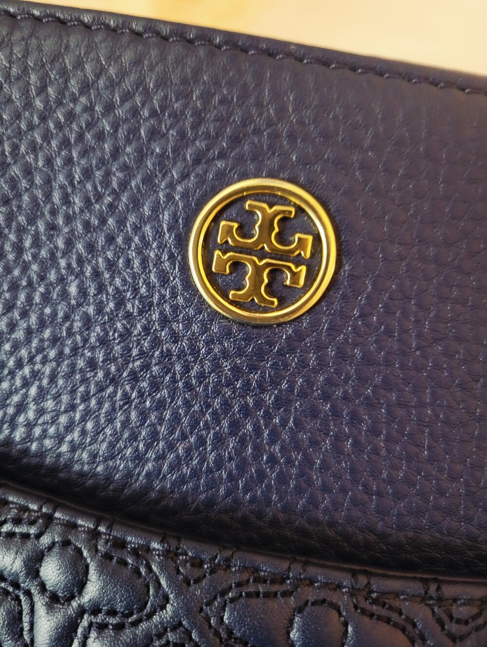 Tory Burch Bryant Quilted Leather East West Tote Bag Hudson Bay Navy Blue - Picture 3 of 13